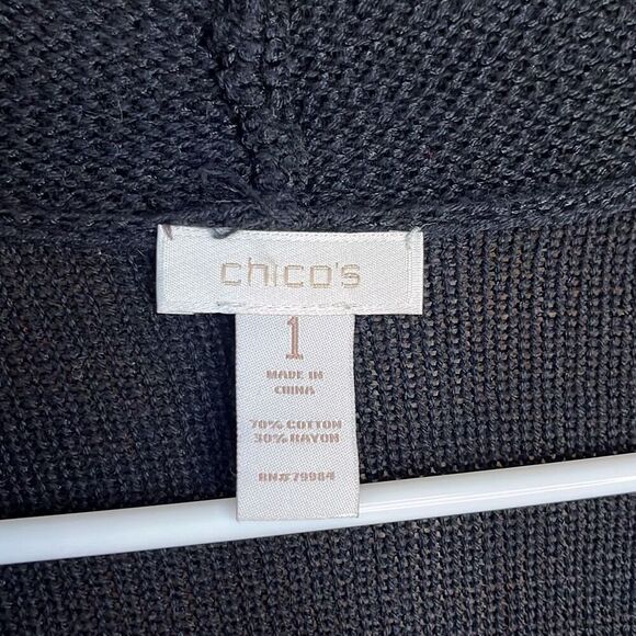 Chico’s Shawl Neck Open Front Black Cardigan Sweater Medium - Picture 5 of 6